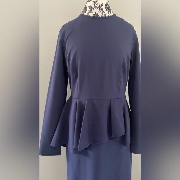 Annah Hariri peplum dress maxi dress navy blue Abaya Islamic modest dress - Picture 3 of 8